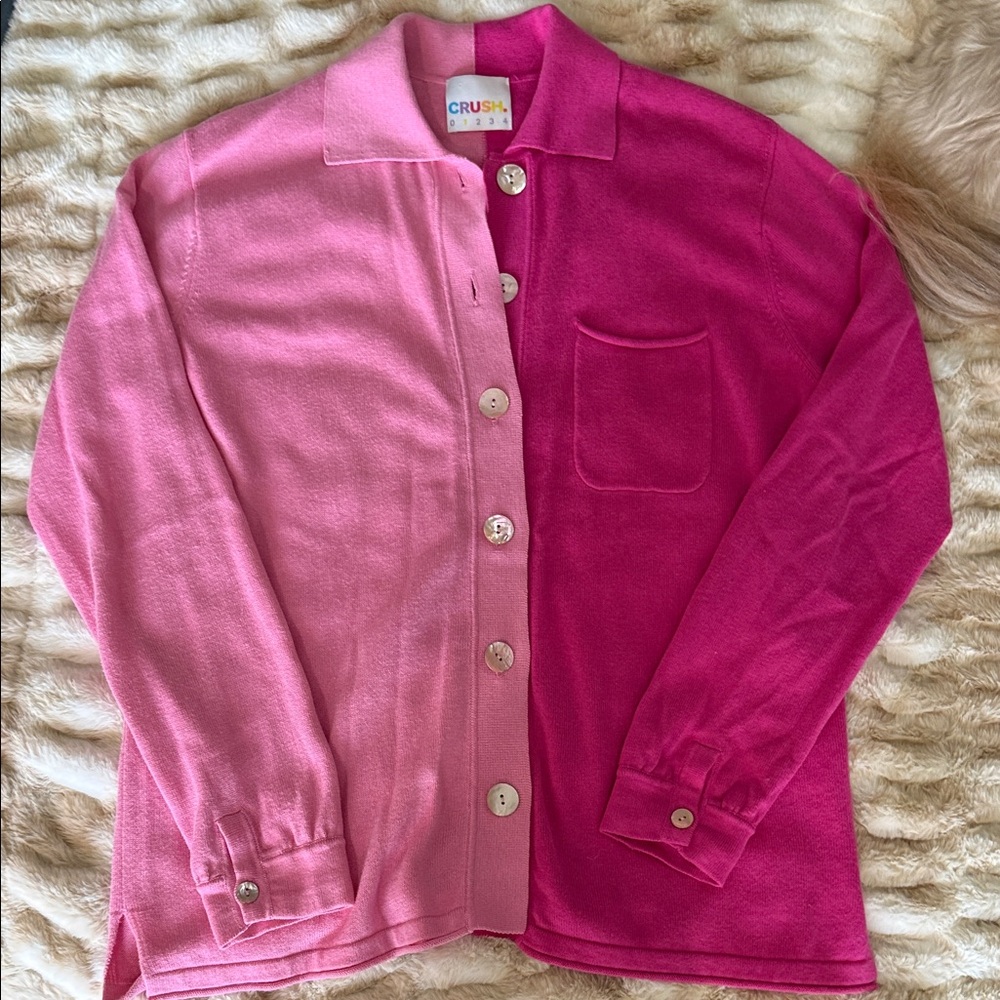 CRUSH Two-Tone Pink Button-Front Cardigan